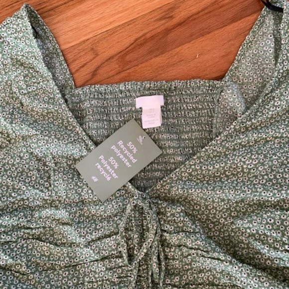 H&M floral flowy sleeved shirred back top size s nwt - Picture 6 of 7